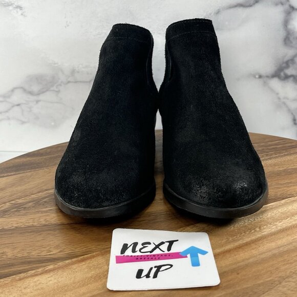 Sorel lolla cut out black suede ankle bootie heeled boots women's size 9.5 - Picture 2 of 9
